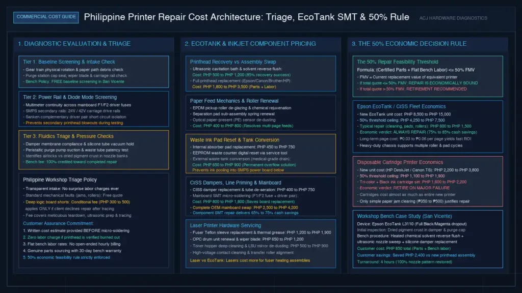 Printer Repair Cost Philippines: Bench Pricing and Triage