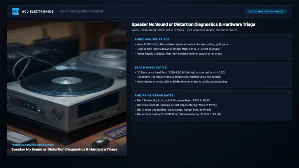 Speaker No Sound or Distortion: Bench Diagnostics and Audio Hardware Triage